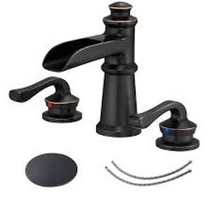 lot 10 image: BWE 8 in. Waterfall Widespread 2-Handle Bathroom Faucet With Pop-up Drain Assembly in Oil Rubbed Bronze  Customer Returns See Pictures