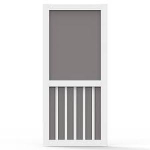 Screen Tight 30 in. x 80 in. Solid Vinyl White 5-Bar Screen Door Customer Returns See Pictures