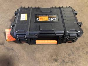 lot 51 image: RIDGID Pro Gear System Gen 2.0 Stackable Durable Compact Power Tool Box With Secure Hang Mounts    Customer Returns See Pictures