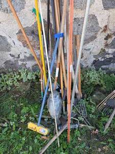 lot 14 image: Axes, Brooms, Hoes, & Misc