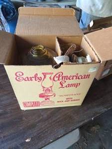 lot 46 image: Vintage Early American Oil Lamp (New In Box)