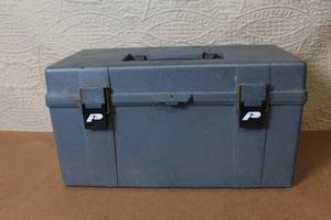 lot 4 image: Large Plastic Toolbox with Assorted Hand Tools and Hardware