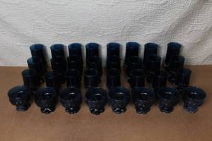 lot 12 image: Set of 24 Vintage Blue Goblets and Tumblers Collection