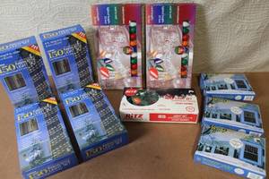 lot 41 image: Assorted Holiday Light Sets Including Ribbon, C7, Window Icicles and More - Lot of 10
