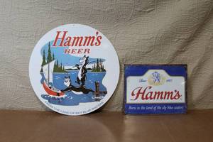 lot 44 image: Hamms Beer Metal Sign Lot with Bear Character and Logo