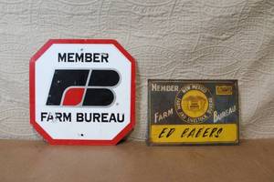 lot 58 image: Pair of Vintage Farm Bureau Member Metal Signs