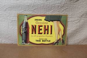 lot B-63 image: Vintage NEHI Beverages Tin Advertising Sign