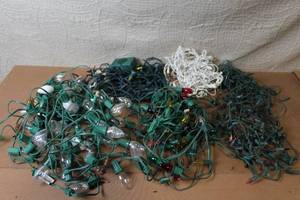 lot 129 image: Collection of Assorted Holiday String Lights with Multicolor and White Bulbs