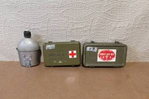 lot 144 image: Military First Aid Kits and Canteen Set
