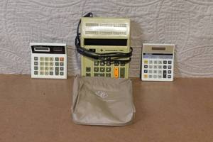 lot 147 image: Vintage Calculator Lot with Texas Instruments TI-3000, IMA LC 780, Lee Long Upon & TI Pouch