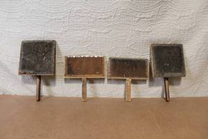 lot 150 image: Set of 4 Vintage Wool Carding Brushes with Wooden Handles