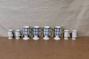 lot 151 image: Set of 8 Blue and White Porcelain Mugs and Espresso Cups