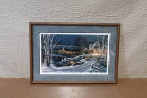 lot C-163 image: Framed Terry Redlin Print Family Traditions 23x15 Inches