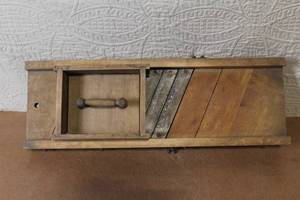 lot 173 image: Antique Wooden Cabbage Slicer with Sliding Box and Steel Blades