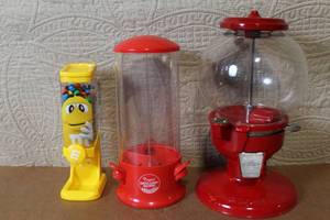 lot 181 image: Set of 3 Candy Dispensers Featuring Carousel Gumball and M&M Dispenser