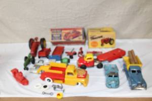 lot 223 image: Vintage Toy Trucks and Tractor Collection with Original Boxes and Accessories