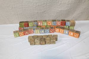 lot 239 image: Lot of Vintage Wooden Alphabet Blocks