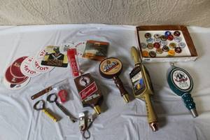 lot 254 image: Beer Tap Handles, Bottle Openers, Coasters, and Beer Memorabilia Collection