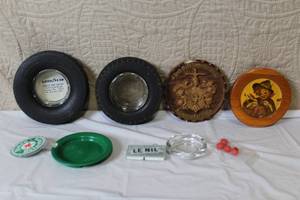 lot 255 image: Collection of Vintage Ashtrays, Musical Plaque, and Decorative Wall Plaque