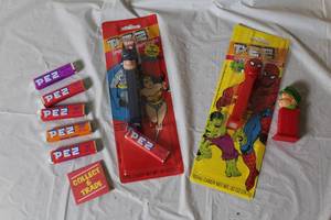lot 258 image: Vintage PEZ Dispenser Collection with Superhero and Character Designs