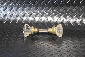 lot 292 image: Vintage Glass Door Knob Set with Brass Hardware