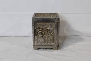 lot A-296 image: Vintage Kenton Brand The Bank of Industry Cast Iron Toy Safe Bank