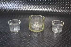 lot 302 image: Set of 3 Vintage Glass Kitchenware Cups with Salt Cellar