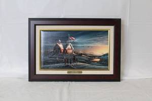 lot C-305 image: Framed Terry Redlin America America Personal Linen Design Plaque
