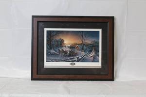 lot C-314 image: Framed Winter Village Art Print by Terry Redlin