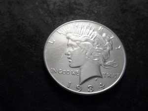 lot 43 image: 1934 Peace Silver Dollar