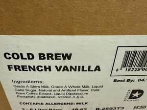 lot 22 image: 1 Liter Cold Brew French Vanilla Coffee-Shelf Stable