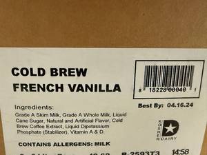 lot 24 image: 1 Liter Cold Brew French Vanilla Coffee-Shelf Stable
