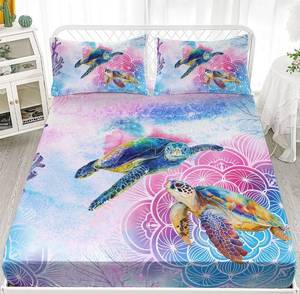 lot 47 image: 3pc Sea Turtle Bed Set-Comforter & Pillow Cases