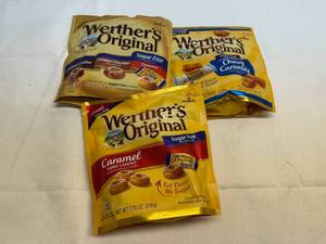 lot 58 image: 3 Varieties of Werthers Sugar Free Treats