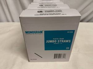 lot 346 image: 4x 500 Plastic Black Jumbo Straws-Unwrapped 7.75