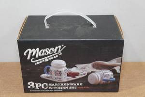 lot 123 image: Mason Craft and More 3 Pc Earthenware Kitchen Set