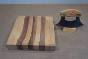 lot 145 image: Alaskan Ulu Knife with Wood Block