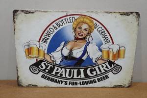lot 174 image: Novelty St Pauli Girl Metal Sign