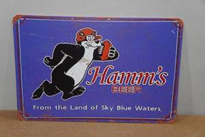 lot 175 image: Novelty Hamms Beer Metal Sign - Football