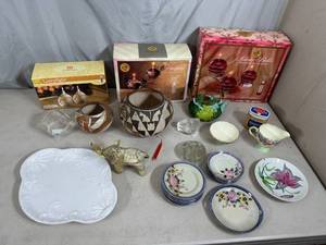 lot 56 image: Vintage China, Foley China, Oil Candle Sets, Pottery, Home Decor, and More