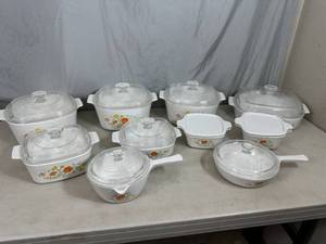 lot 89 image: 20 pc Set of Vintage Corningware Wildflower Baking  Serving Dishes