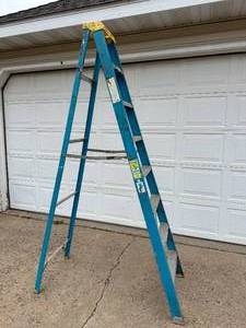 lot 9 image: Werner 8 ft Fiberglass Step Ladder