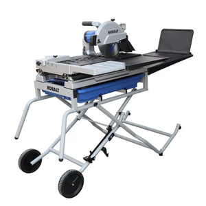 lot 2 image: New Kobalt 10 inch Wet Tile Saw with Sliding Table and Stand - Missing One Panel