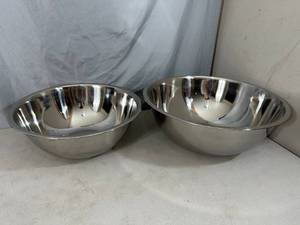 lot 188 image: 2 New Large Bene Casa Stainless Steel Mixing Bowls