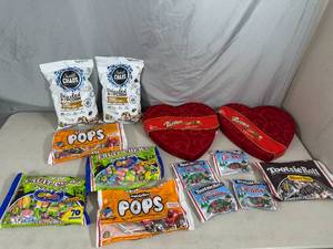 lot 204 image: Assorted Candy, Turtles, Tootsie Pops, Fruit Chews, Sweet Chaos Popcorn, and More