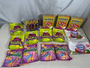 lot 246 image: Assorted Candy, Sweets Tangy Bears, Mamba Sticks, Haribo Gummies, Juicy Drop Pop, Blow Pops