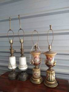 lot 27 image: (2) Pairs of Vintage Lamps