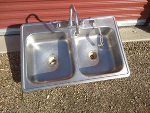 lot 64 image: Stainless Steel Double Sink