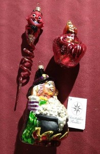 (3) Christopher Radko Hand-Blown Glass Halloween Ornaments