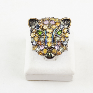 lot 13 image: Michael Valitutti Sterling Silver Multicolor Sapphire Panther Ring